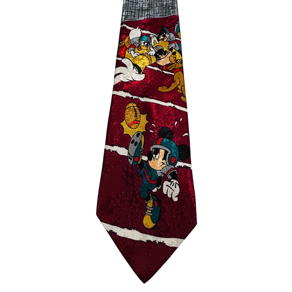 Vintage Disney Mickey Unlimited Tie 3.75"x58" – Football Theme | Made in Italy